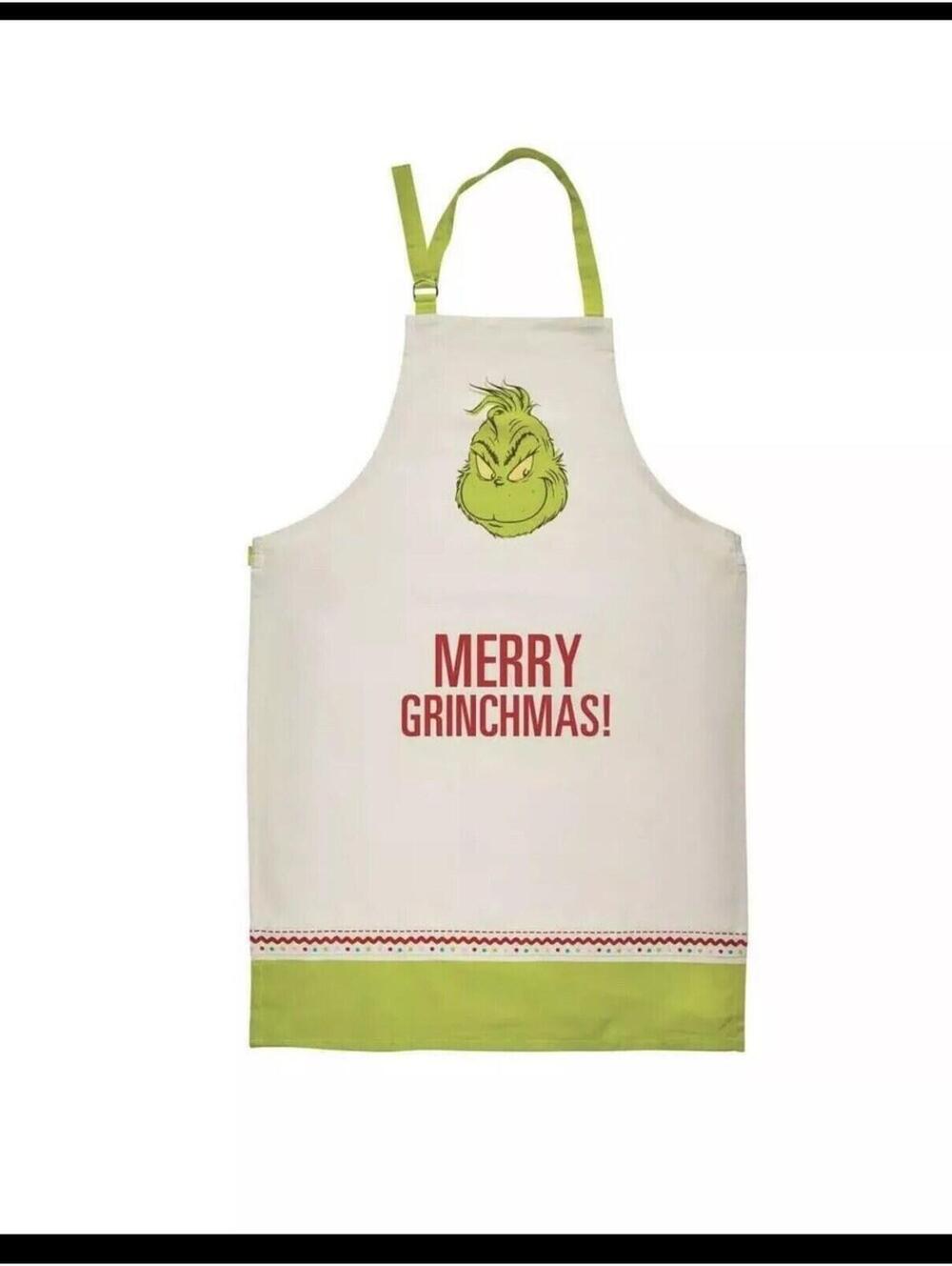 Dept 56 The Grinch Kitchen Apron 6009065 Merry Grinchmas! MIP Free Shipping